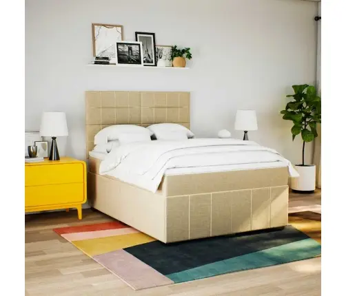 Atsperu Gulta Ar Matraci, Krēmkrāsas Audums, 140X190 Cm Vidaxl Atsperu Gulta Ar Matraci, Krēmkrāsas Audums, 140X190 Cm Vidaxl