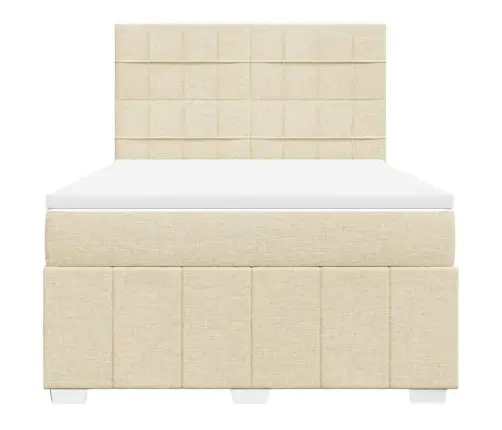 Atsperu Gulta Ar Matraci, Krēmkrāsas Audums, 140X190 Cm Vidaxl Atsperu Gulta Ar Matraci, Krēmkrāsas Audums, 140X190 Cm Vidaxl