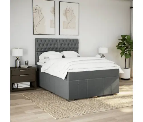 Atsperu Gulta Ar Matraci, Tumši Pelēka Audums, 140X190 Cm Vidaxl