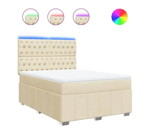 Atsperu Gulta Ar Matraci, Krēmkrāsas Audums, 140X190 Cm Vidaxl