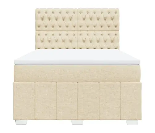 Atsperu Gulta Ar Matraci, Krēmkrāsas Audums, 140X190 Cm Vidaxl