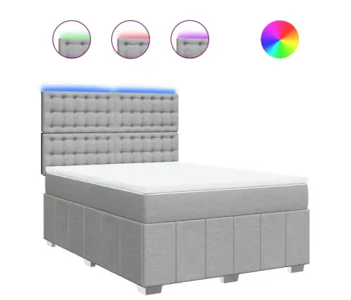 Atsperu Gulta Ar Matraci, Gaiši Pelēka Audums, 140X190 Cm Vidaxl