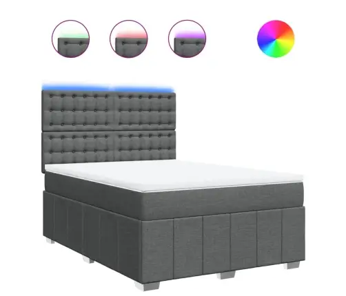 Atsperu Gulta Ar Matraci, Tumši Pelēka Audums, 140X190 Cm Vidaxl