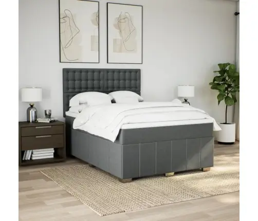 Atsperu Gulta Ar Matraci, Tumši Pelēka Audums, 140X190 Cm Vidaxl