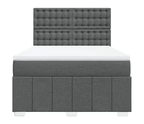 Atsperu Gulta Ar Matraci, Tumši Pelēka Audums, 140X190 Cm Vidaxl