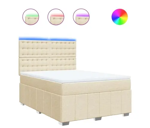 Atsperu Gulta Ar Matraci, Krēmkrāsas Audums, 140X190 Cm Vidaxl