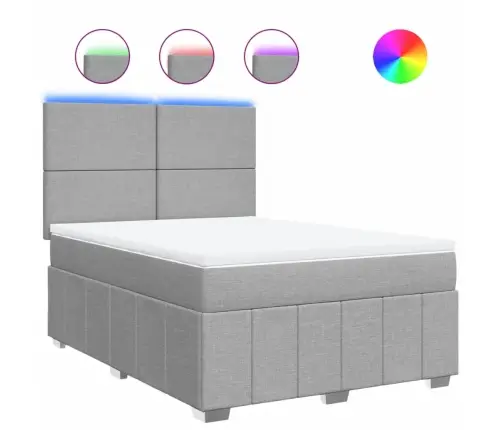 Atsperu Gultas Rāmis Ar Matraci, Gaiši Pelēka Audums, 140X200Cm Vidaxl