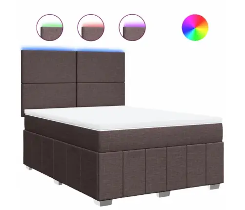 Atsperu Gulta Ar Matraci, Tumši Brūna, 140X200 Cm, Audums Vidaxl