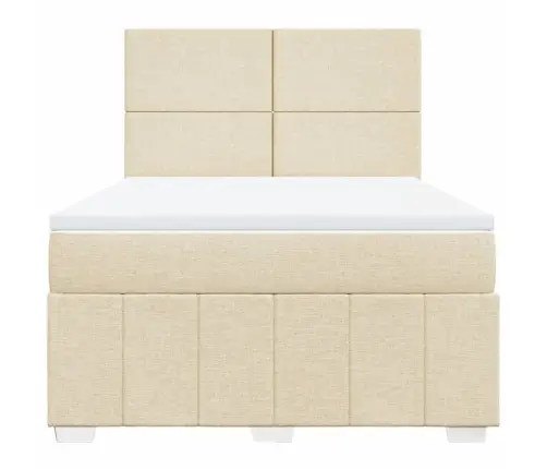 Atsperu Gulta Ar Matraci, Krēmkrāsas, 140X200 Cm, Audums Vidaxl