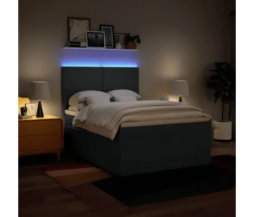 Lova Su Spyruoklėmis Ir Čiužiniu, Mėlyna, 140X200 cm Audinys