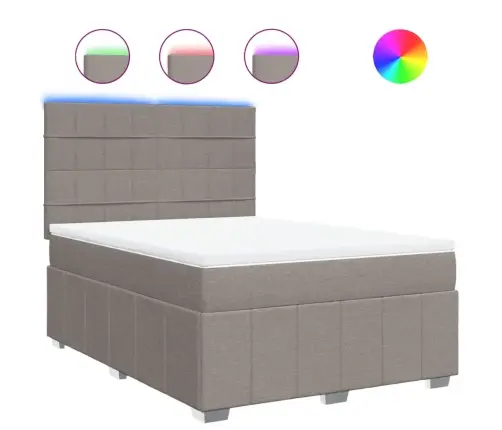 Lova Su Spyruoklėmis Ir Čiužiniu, Taupe, 140X200 cm Audinys