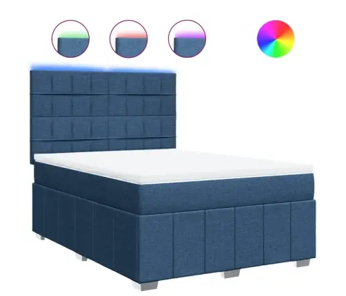 Atsperu Gulta Ar Matraci, Zils, 140X200 Cm, Audums Vidaxl