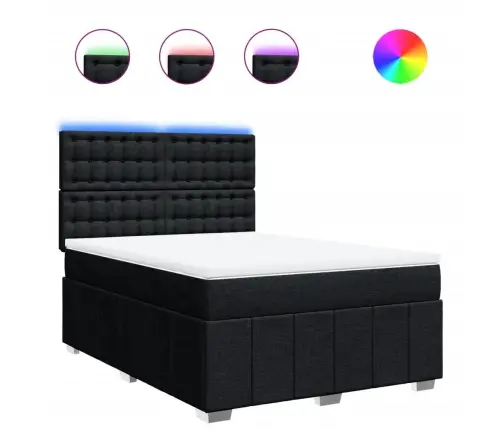 Atsperu Gulta Ar Matraci, Melna, 140X200 Cm, Audums Vidaxl