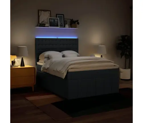 Lova Su Spyruoklėmis Ir Čiužiniu, Mėlyna, 140X200 cm Audinys