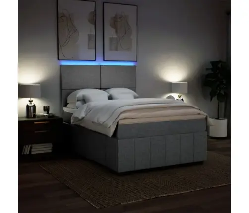 Lova Su Spyruoklėmis Ir Čiužiniu, Pilka, 160X200cm Audinys