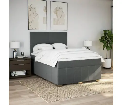 Lova Su Spyruoklėmis/Čiužiniu,Tamsiai Pilka, 160X200cm Audinys