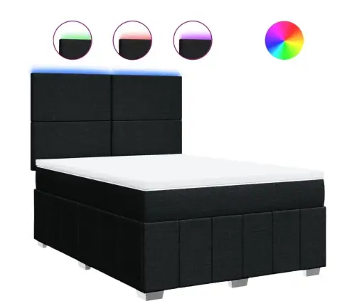 Atsperu Gulta Ar Matraci, Melns, 160X200 Cm, Audums Vidaxl Atsperu Gulta Ar Matraci, Melns, 160X200 Cm, Audums Vidaxl