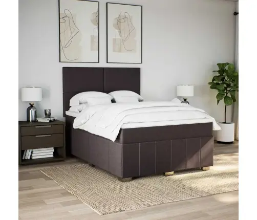 Atsperu Gulta Ar Matraci, Tumši Brūns, 160X200 Cm, Audums Vidaxl