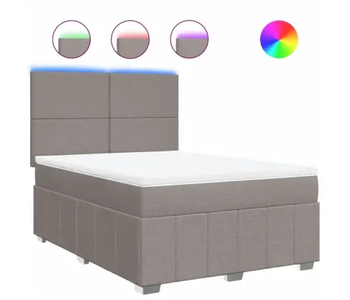 Atsperu Gulta Ar Matraci, Pelēkbrūns, 160X200 Cm, Audums Vidaxl