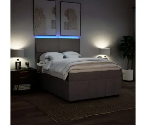 Atsperu Gulta Ar Matraci, Pelēkbrūns, 160X200 Cm, Audums Vidaxl