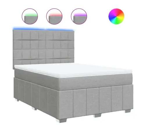 Atsperu Gulta Ar Matraci, Gaiši Pelēka Audums, 160X200 Cm Vidaxl