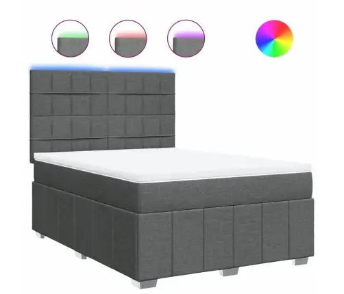 Atsperu Gulta Ar Matraci, Tumši Pelēks, 160X200 Cm, Audums Vidaxl