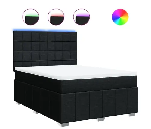 Lova Su Spyruoklėmis Ir Čiužiniu, Juoda, 160X200 cm Audinys