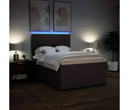 Atsperu Gulta Ar Matraci, Tumši Brūns, 160X200 Cm, Audums Vidaxl