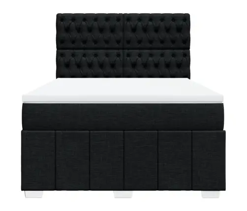 Atsperu Gulta Ar Matraci, Melns, 160X200 Cm, Audums Vidaxl