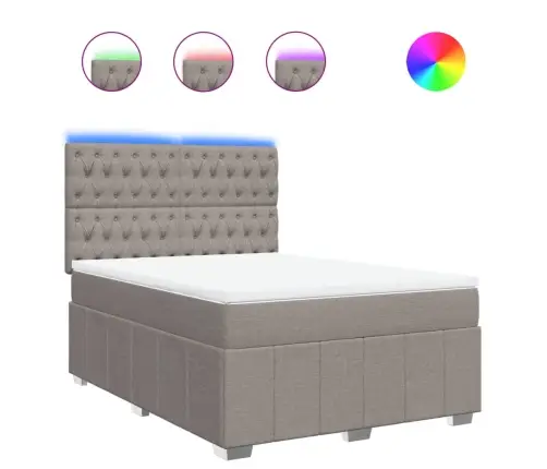 Atsperu Gulta Ar Matraci, Pelēkbrūns, 160X200 Cm, Audums Vidaxl