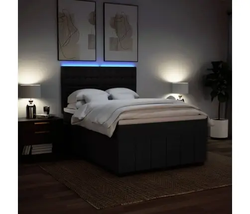 Atsperu Gulta Ar Matraci, Melns, 160X200 Cm, Audums Vidaxl