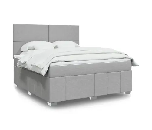 Atsperu Gulta Ar Matraci, Gaiši Pelēka Audums, 180X200 Cm Vidaxl