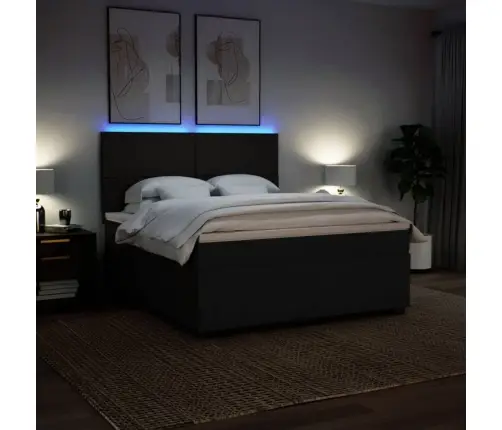 Atsperu Gulta Ar Matraci, Melns, 180X200 Cm, Audums Vidaxl