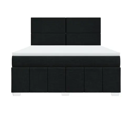 Atsperu Gulta Ar Matraci, Melns, 180X200 Cm, Audums Vidaxl