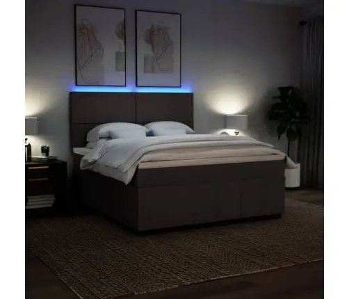 Atsperu Gulta Ar Matraci, Tumši Brūns, 180X200 Cm, Audums Vidaxl