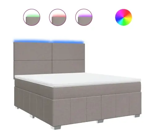 Atsperu Gulta Ar Matraci, Pelēkbrūns, 180X200 Cm, Audums Vidaxl