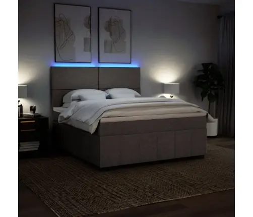 Atsperu Gulta Ar Matraci, Pelēkbrūns, 180X200 Cm, Audums Vidaxl