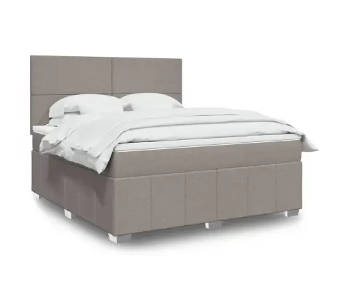 Atsperu Gulta Ar Matraci, Pelēkbrūns, 180X200 Cm, Audums Vidaxl