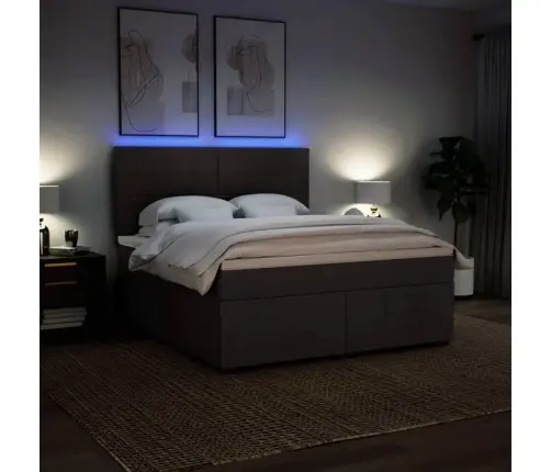 Atsperu Gulta Ar Matraci, Tumši Brūns, 180X200 Cm, Audums Vidaxl