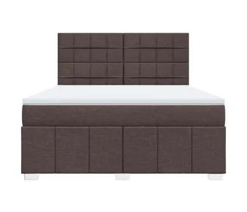 Atsperu Gulta Ar Matraci, Tumši Brūns, 180X200 Cm, Audums Vidaxl