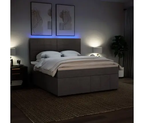 Lova Su Spyruoklėmis Ir Čiužiniu, Taupe, 180X200 cm Audinys