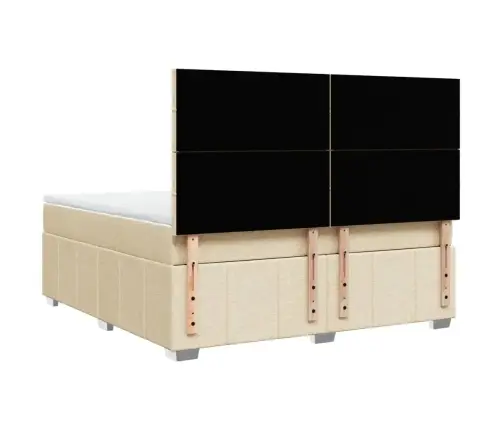 Lova Su Spyruoklėmis Ir Čiužiniu, Kreminė, 180X200 cm Audinys