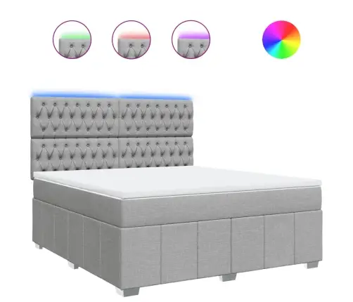 Atsperu Gulta Ar Matraci, Gaiši Pelēka Audums, 180X200 Cm Vidaxl