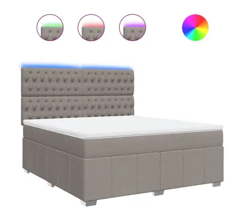 Atsperu Gulta Ar Matraci, Pelēkbrūns, 180X200 Cm, Audums Vidaxl