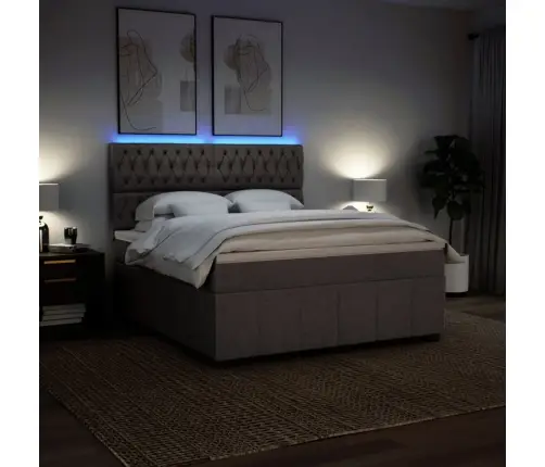 Atsperu Gulta Ar Matraci, Pelēkbrūns, 180X200 Cm, Audums Vidaxl