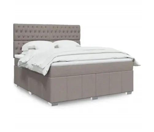 Atsperu Gulta Ar Matraci, Pelēkbrūns, 180X200 Cm, Audums Vidaxl