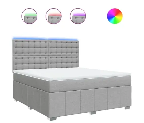 Atsperu Gulta Ar Matraci, Gaiši Pelēka Audums, 180X200 Cm Vidaxl