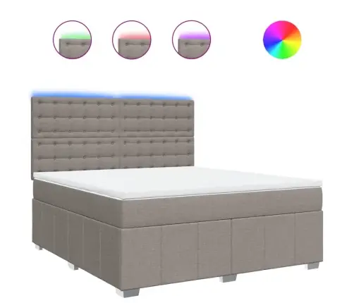 Atsperu Gulta Ar Matraci, Pelēkbrūns, 180X200 Cm, Audums Vidaxl