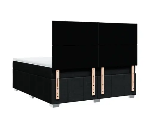 Atsperu Gultas Rāmis Ar Matraci, Melna Audums, 200X200 Cm Vidaxl