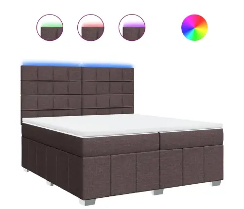 Atsperu Gultas Rāmis Ar Matraci, Tumši Brūna, 200X200Cm, Audums Vidaxl